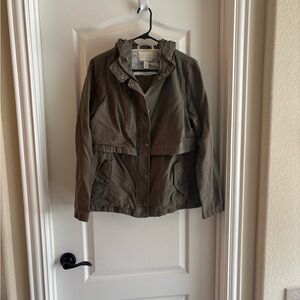 Hinge Designed in Seattle Green Khaki Utility Jacket for Women